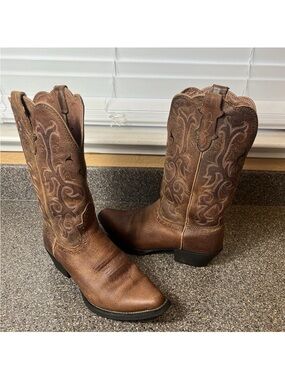 Justin Boots Women's Size 8 B Brown Leather snip toe cowboy western Casual shoes
